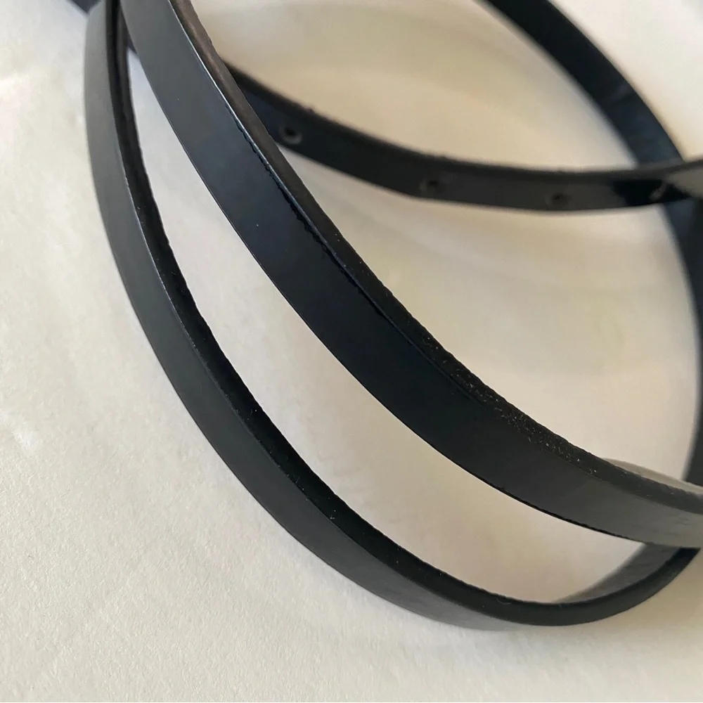 Eliza J Skinny Shiny Patent Black Belt Size 16W Silver Buckle 39-42” (98-108cm)
